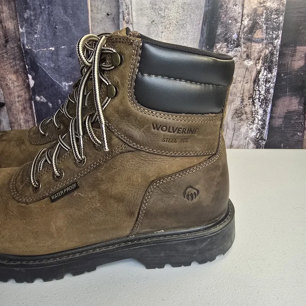 Steel Toe Wolverine Mens‎ Work Boots size 10.5 EW Waterproof Oil Slip Resistant